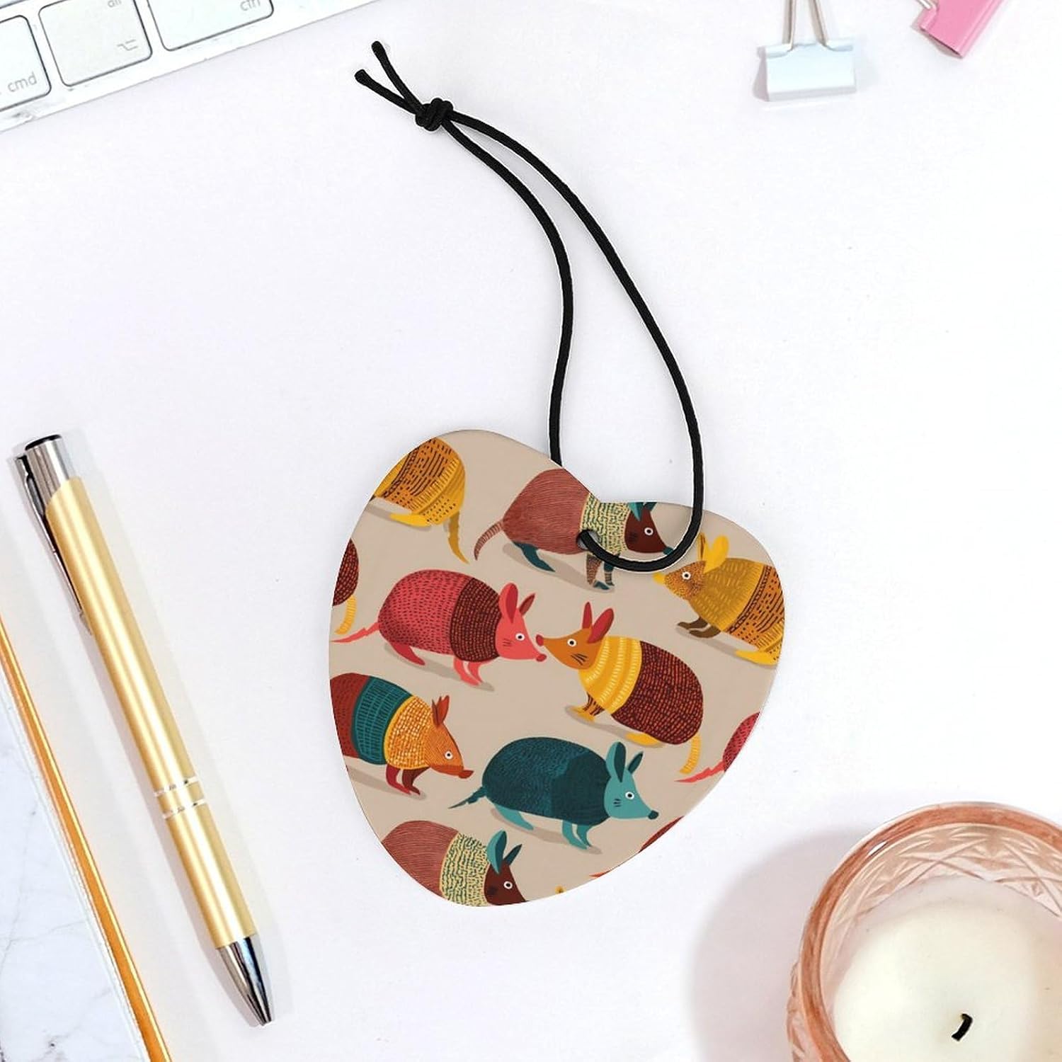 Armadillos Printed Car Air Freshener Hanging Aromatherapy Tablets for Car Accessories Love form