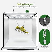 Vista 2 de Julius Studio - Caja de luz LED de 24 x 24 pulgadas con colgador de objetos de cuerda de techo, arcilla transparente para posicionamiento