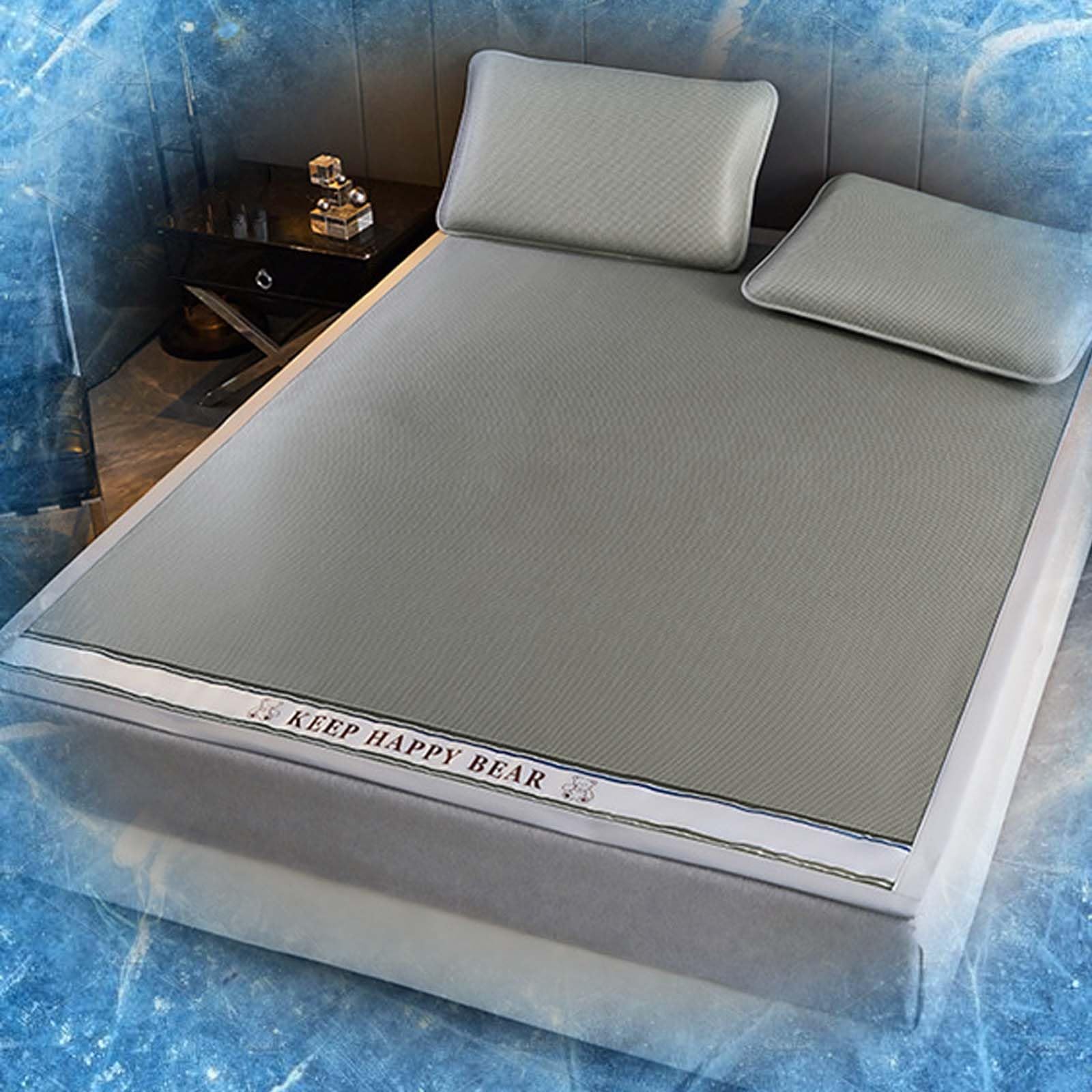 Ice Silk Cooling Mat with Pillowcase for Adult, Cushion Comfortable Cool Mat for Human, Cooling Bed Cover for Summer, No Leg Hair Caught (120 * 200cm,Grey)