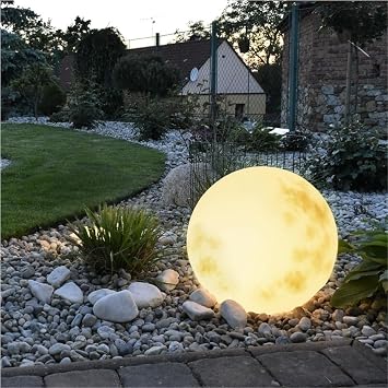 Outdoor Solar Light Decor, Solar Powered Moon Lamp, Glowing Moon Decoration, Globe Garden Light, Orb Illumination for Garden, Patio, Yard Pathway DecorX-Large