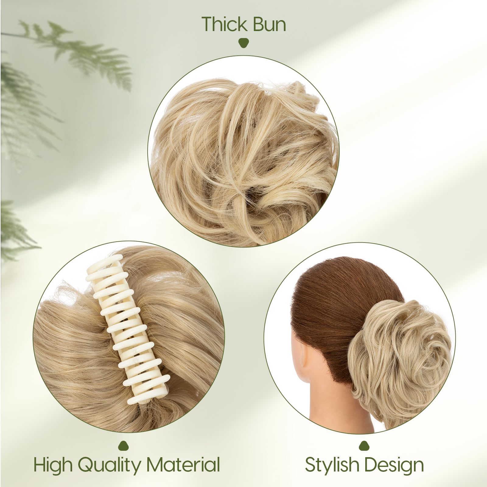 Benehair Messy Bun Hair Piece Wavy Curly Claw Clip Hair Bun Extensions Synthetic Hair Bun Donut Accessories Scrunchies Middle Blonde Hair Pieces for Women(Middle Blonde, 75g) - Image 4