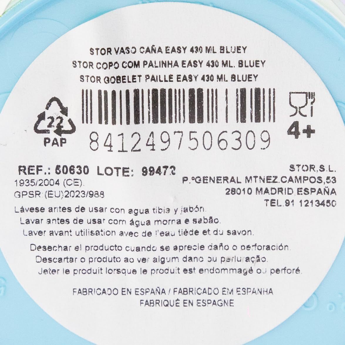 Stor Bluey 430 ml Reusable Children's Cup with Lid and Reusable Straw