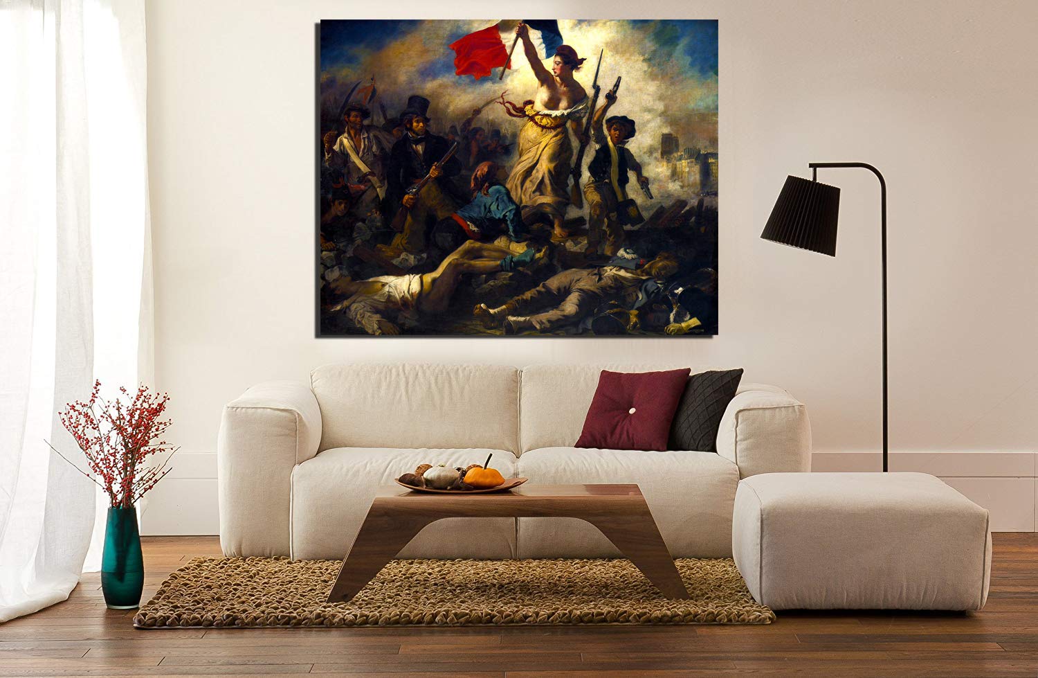 Grafic Quadro La Libertà che guida il popolo - Eugène Delacroix - stampa su tela canvas con o senza telaio (QUADRO CON TELAIO IN LEGNO, CM 50X40)