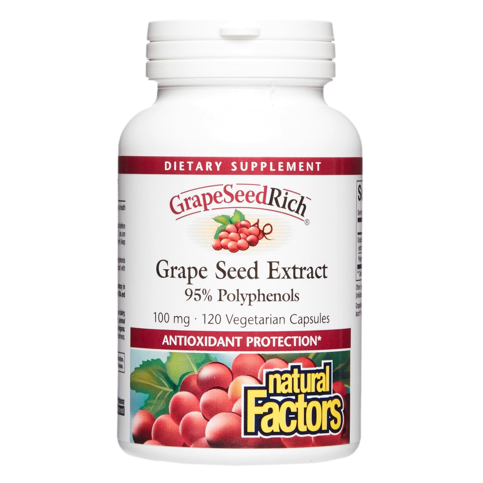Natural FactorsGrapeSeedRich, Grape Seed Extract, 100 mg, 120 Veggie Caps