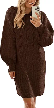 PRETTYGARDEN Womens Fall Sweater Dress Casual Long Sleeve Chunky Knit Pullover Oversized Hoodie Tunic Sweaters Winter Clothes