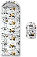 Vista 18 de Saco de dormir para niños y niñas, estampado de luna de cohete, ligero, cálido, portátil, para exteriores, interior, impermeable, resistente al