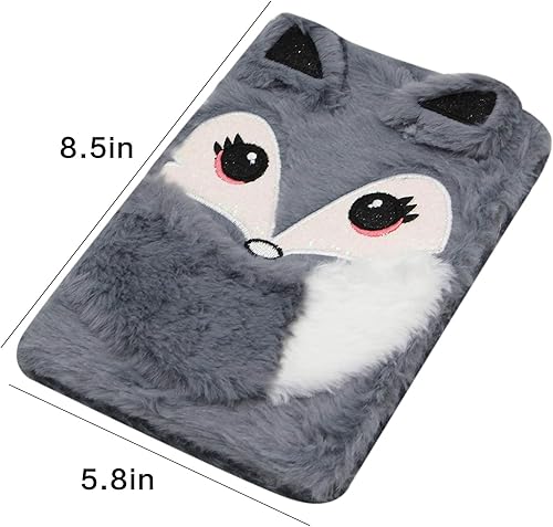 Miniatura 3 de BOLLEY JOSS Cuaderno de animales encantadores para niños, diario de felpa para niñas y adolescentes, bloc de escritura A5 forrado 160 páginas