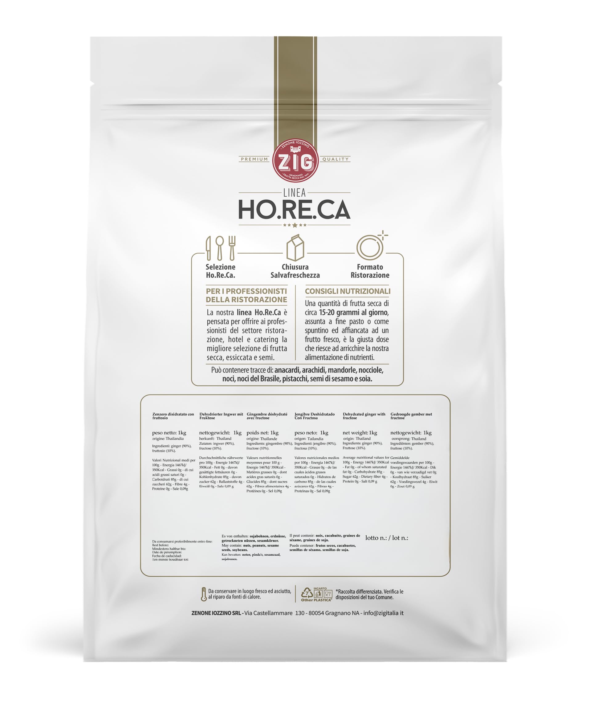 ZIG - HORECA - jengibre deshidratados 100% natural con fructosa 1 Kg