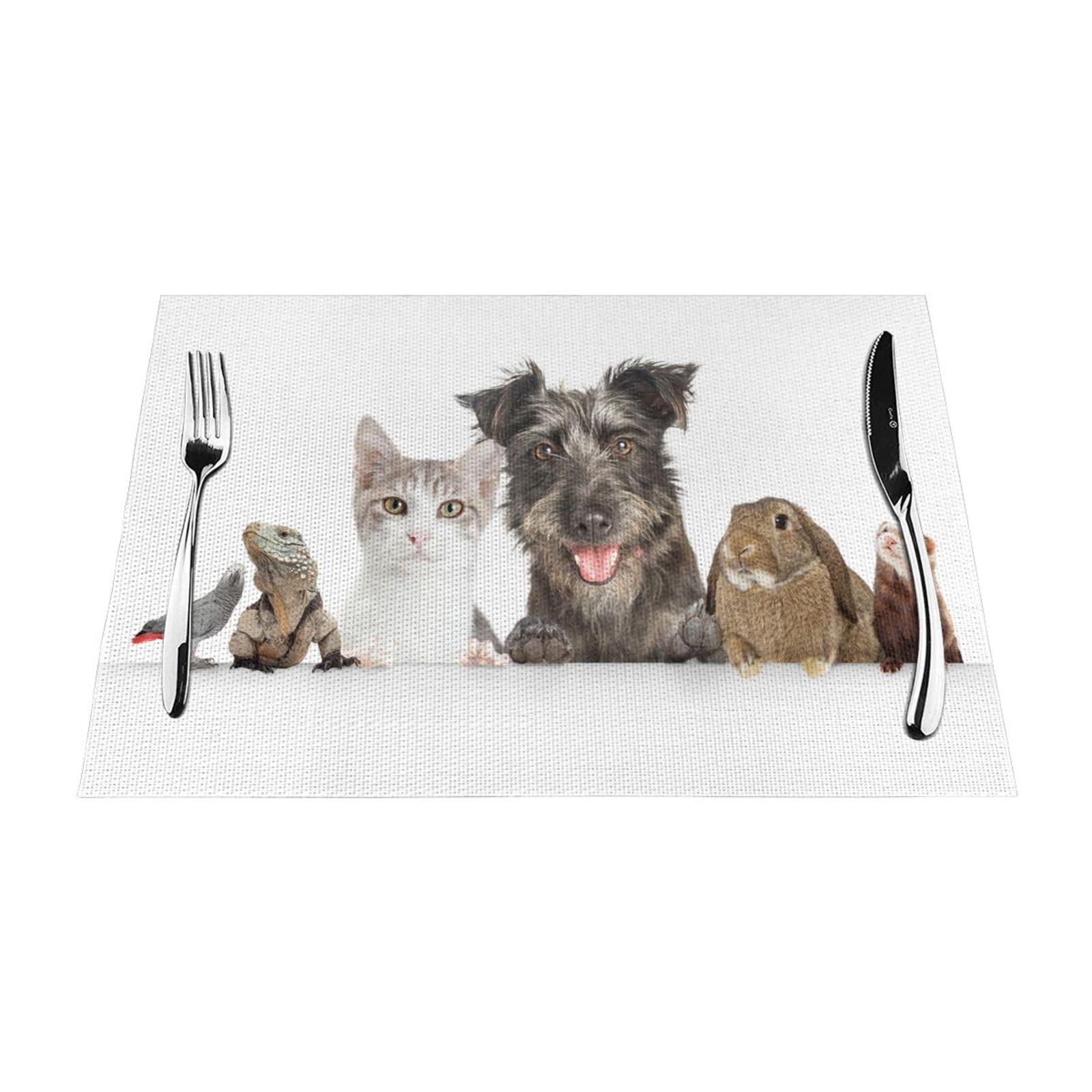 Placemats 1-6 Sets, Cute Pets Schnauzer Cat Bunny, Washable Placemats For Kitchen Dining Table, Suitable For Kitchen Heat Insulation Table Mats 30x45cm (12x18inches) 1 Piece