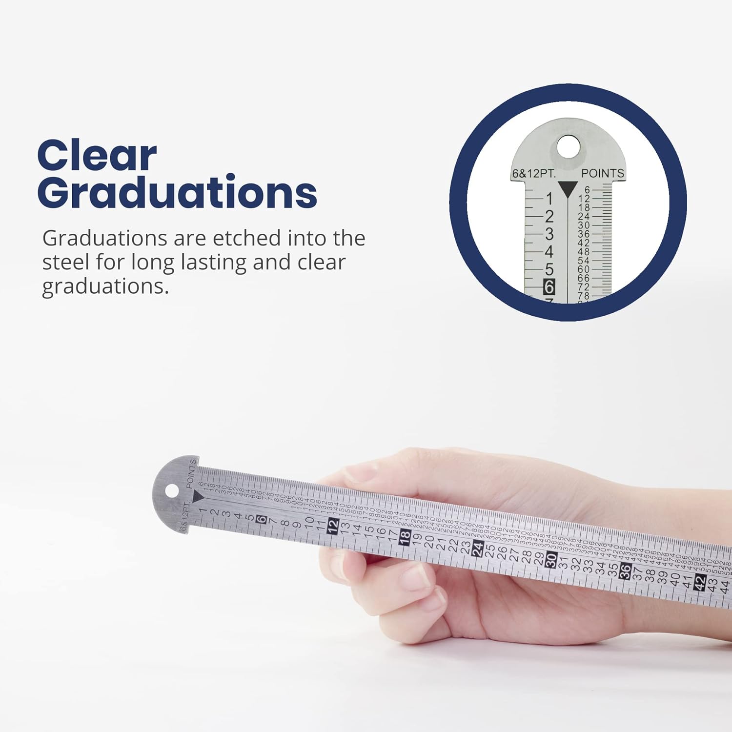 Pacific Arc 12 inch Pica Pole Metal Ruler, with Pica, Points, Inches, and Agate Measurements, Stainless Steel Ruler for Drafting : Office Products