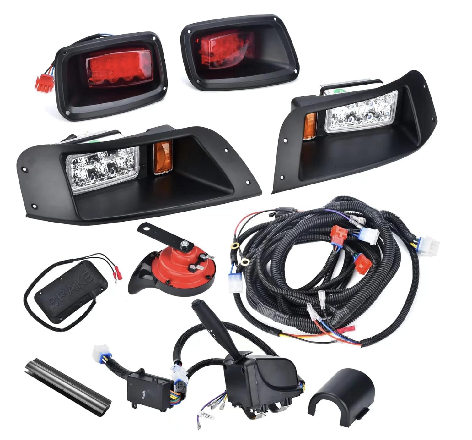 LED Headlight Tail Light Kit Compatible with EZGO TXT Golf Carts 1996-2013 12V Street Legal Light Kit with Turn Signal Wire Harness Compatible with EZGO TXT for Gas and Electric