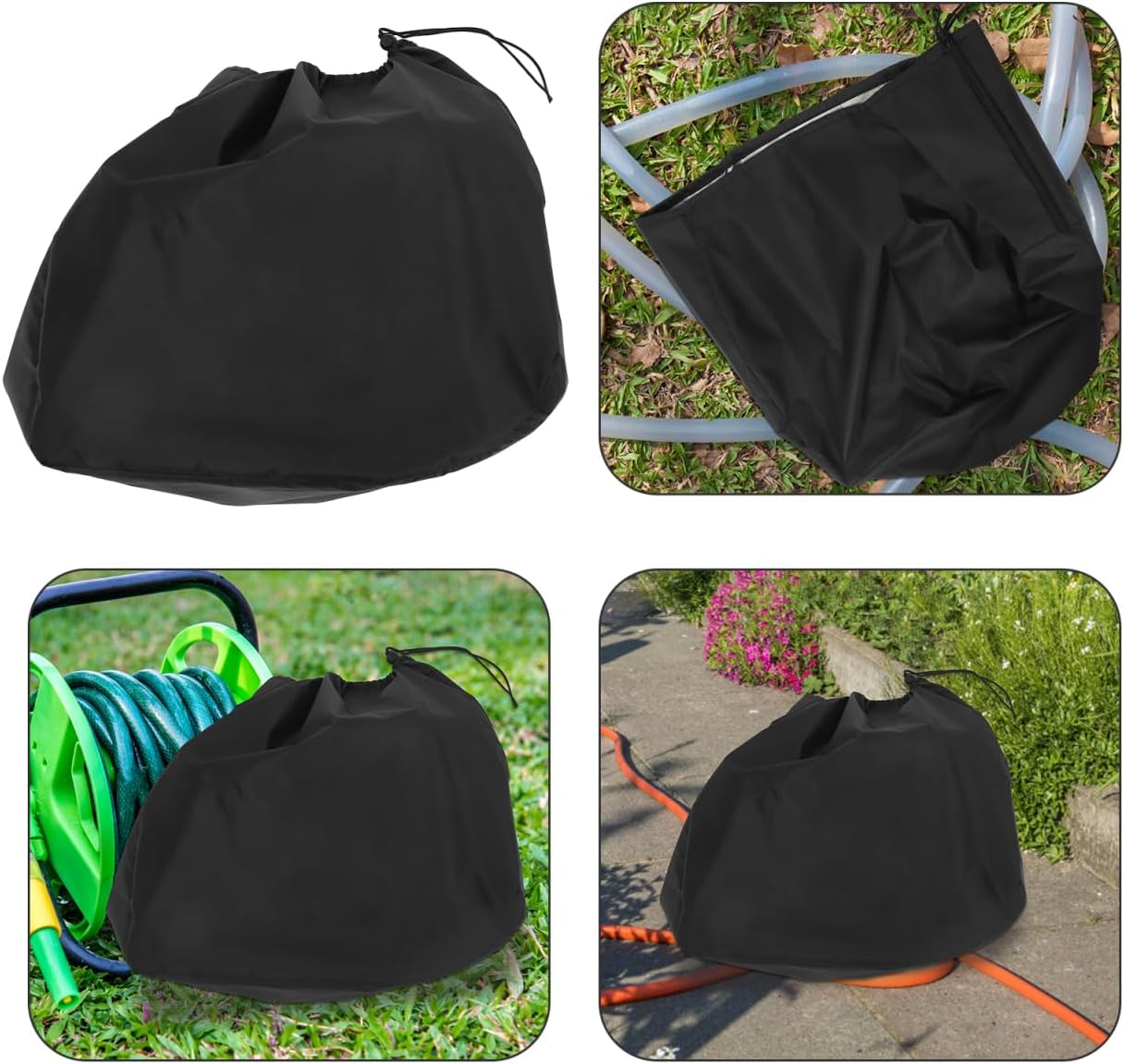 MERRYHAPY Retractable Garden Hose Reel Cover - Waterproof Outdoor Wall Mount Hose Protector Bag for Yard Lawn Storage Sunproof Durable Reel Storage Solution