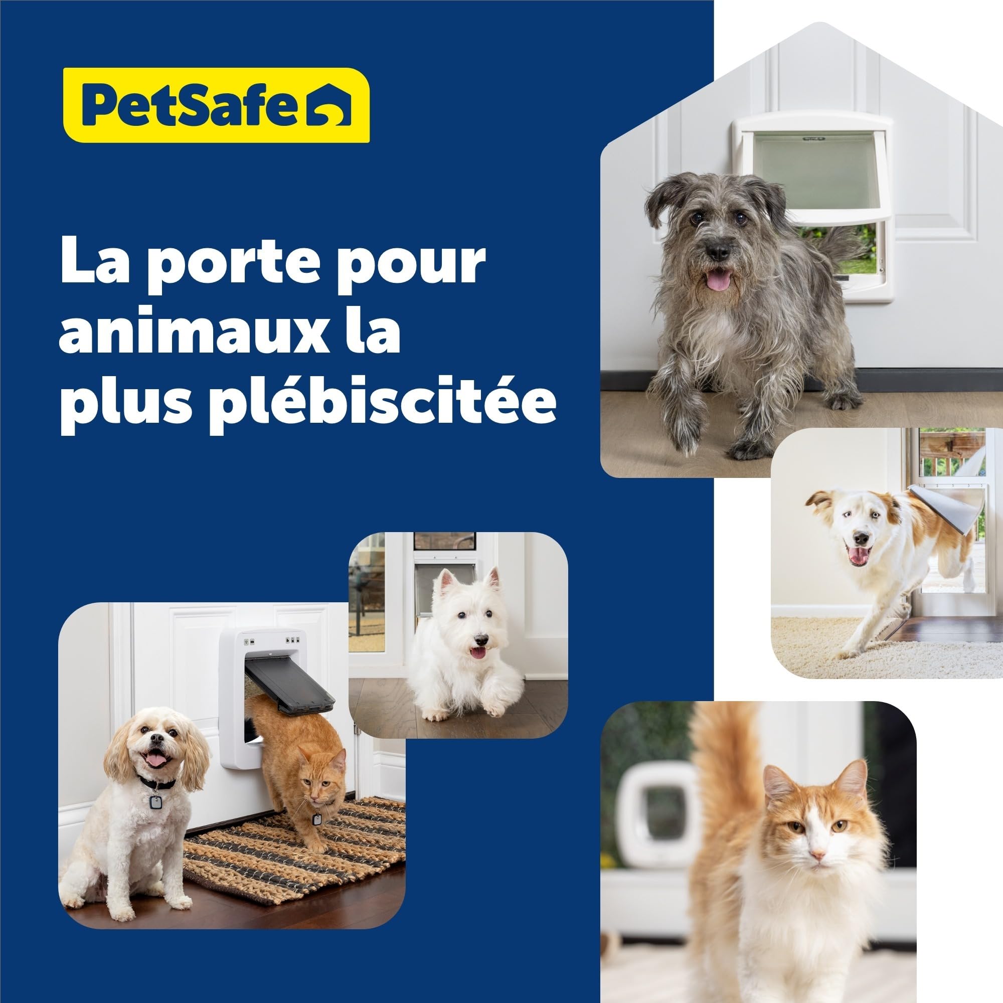 PetSafe – Chatière pour Chien et Chat Originale Staywell, 2 Voies d’accès – entrée et Sortie - Porte pour Animaux. Résistante, Rigide, Panneau de Fermeture Inclus – Blanc (L)