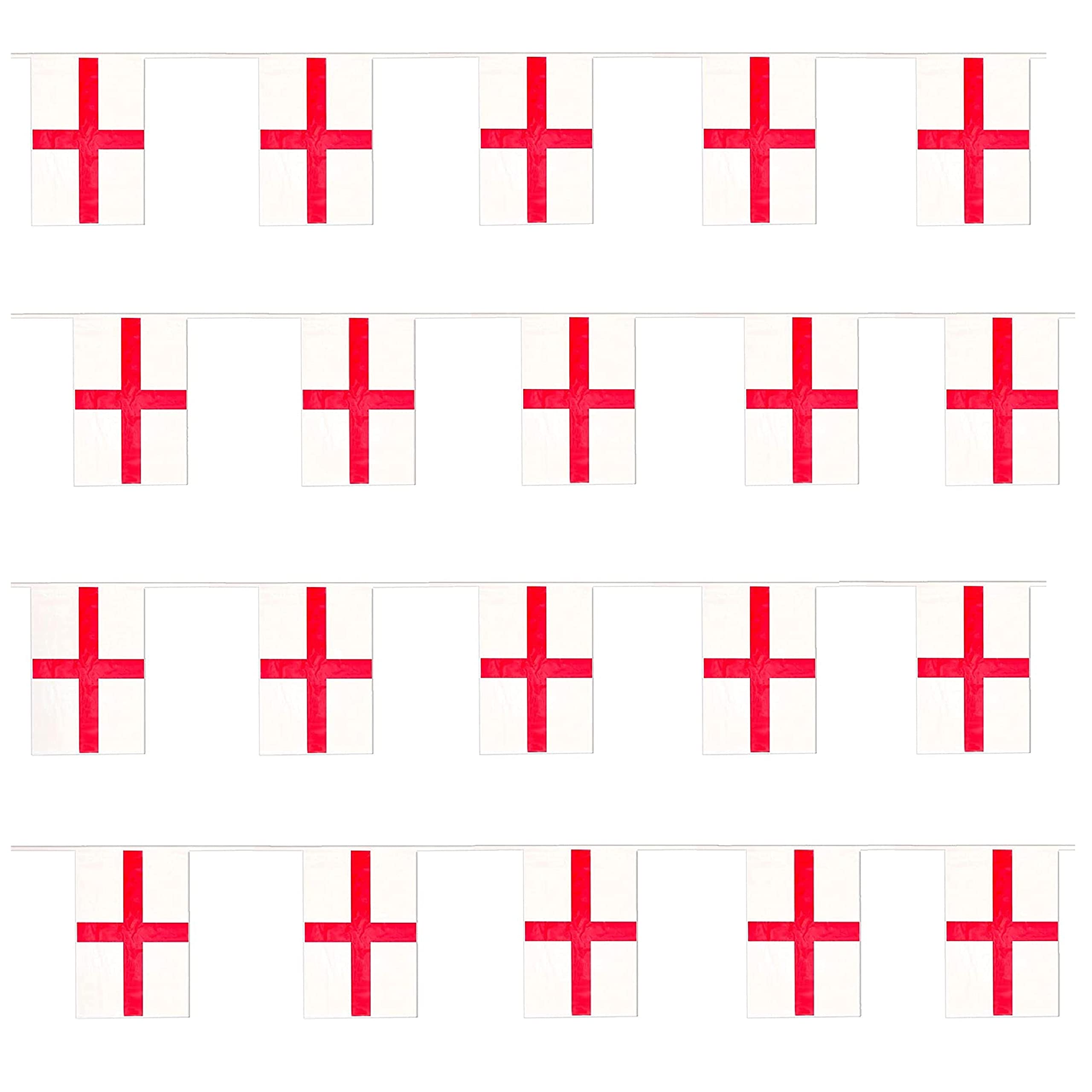 England Bunting - St Georges Day Flag - 120m 396ft - 240 Flag - Polyester all Weather English - England Decoration for Indoor Outdoor Sporting Events, Street Parties, Festivals and Celebrations