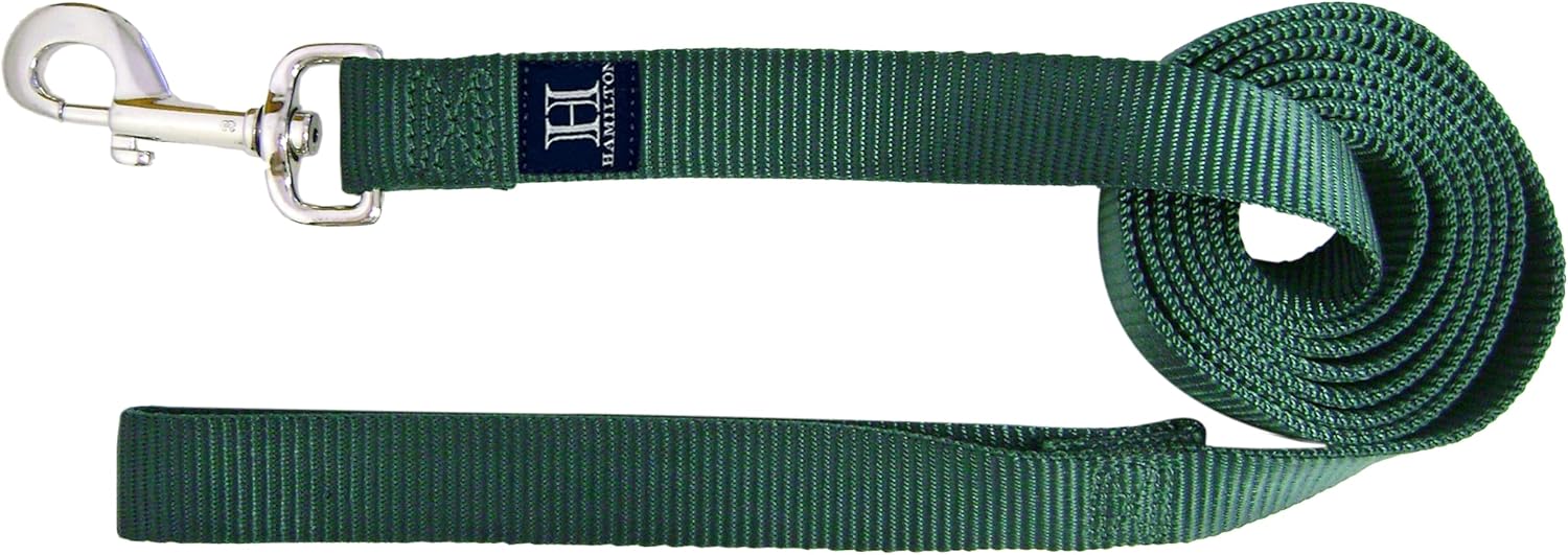 Hamilton Single Thick Deluxe Nylon Dog Leash with Swivel Snap, 5/8" by 6' Long, Red