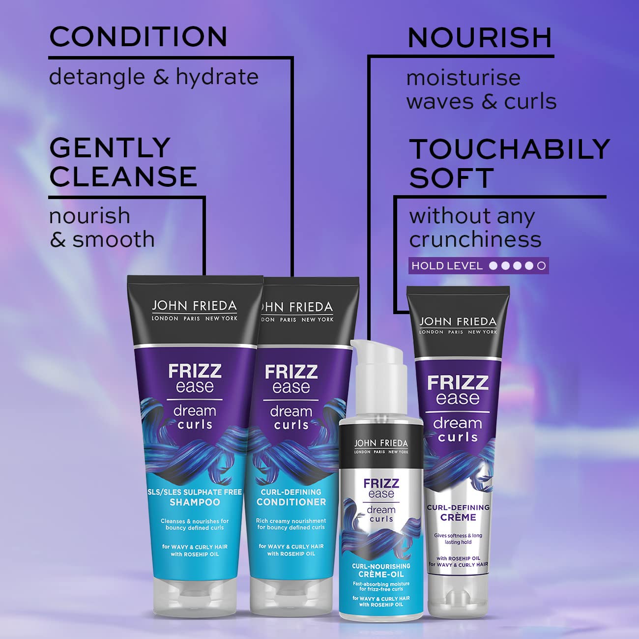 John Frieda Frizz Ease Dream Curls Fast Absorbing & Nourishing Curl Crème Oil for Soft & Defined Curls 100 ml for Wavy & Curly Hair