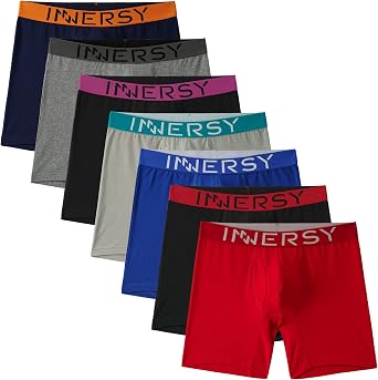 INNERSY Mens Cotton Underwear 7-Pack Colorful Boxer Briefs with Fly for a Week
