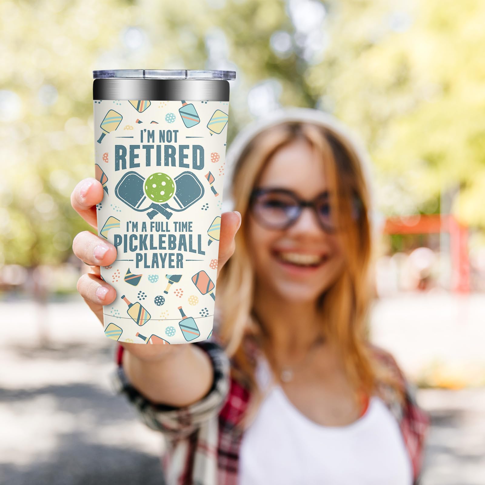Pickleball Gifts for Women, Men - Pickle Ball Gifts for Woman - Christmas, Birthday Gifts for Pickle Ball Lovers - I'm Not Retired I'm a Full Time Pickleball Tumbler Cup 20 oz