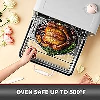 Vista 7 de JY COOKMENT Sartén para asar granito, pequeña sartén esmaltada de 13 pulgadas con tapa abovedada. Olla ovalada para pavo, sartén para asar, ideal