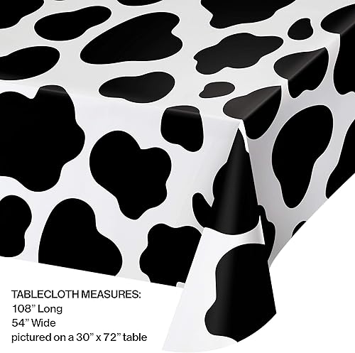 Miniatura 2 de Creative Converting Suministros para fiestas, mantel de plástico con estampado de vaca, vajilla, 54 x 108 ", multicolor, 1 unidad
