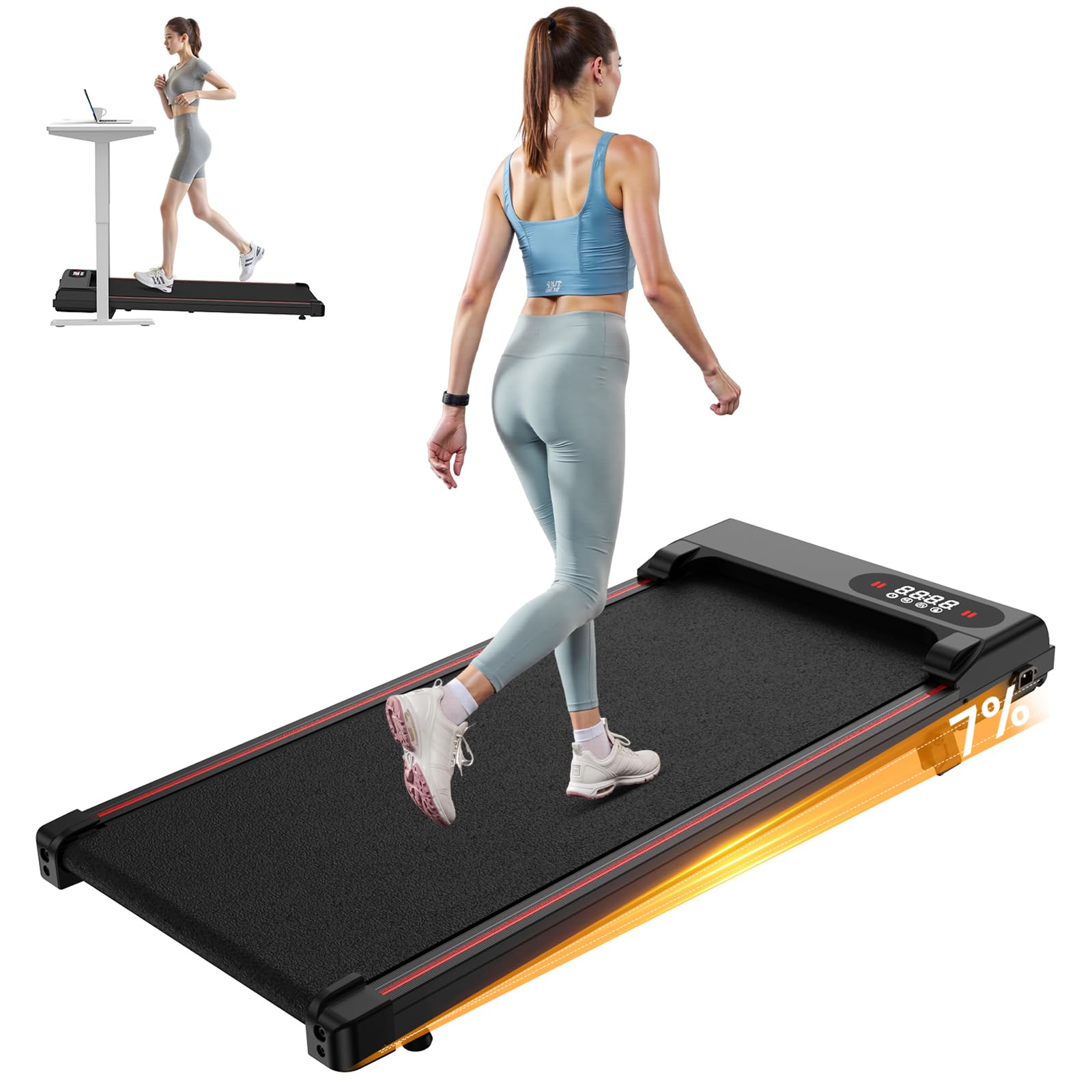 HomeFitnessCode Laufband mit Neigung für Zuhause - Walking Pad Laufpad mit Steigung Walkpad Untertisch Elektrisch 1-8 KMH Mini Walking Klein Band Gehband