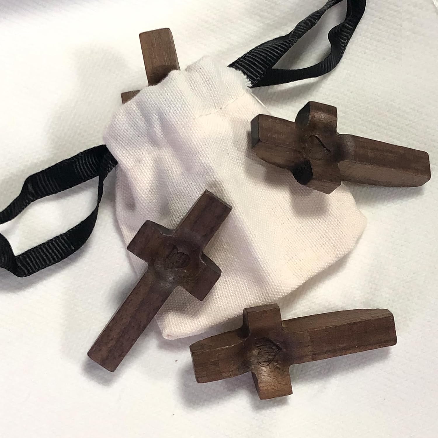 Cross My Heart Encouragement Gift, Wooden Handheld Crosses (Walnut 10PCS) image 3