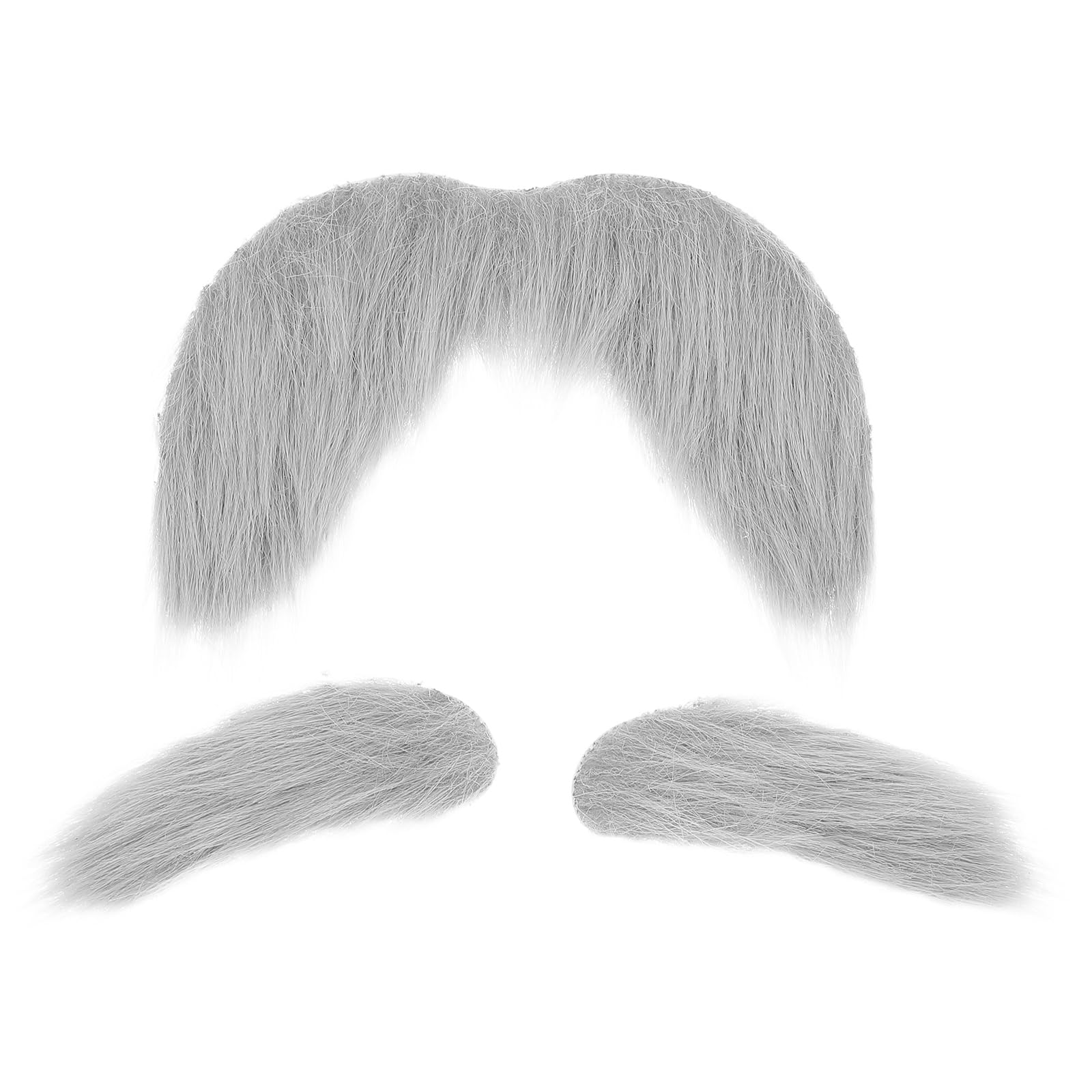 LOGOFUN 3PCS Fake Mustache Eyebrows Set Self Adhesive Funny Beard Props for Halloween Cosplay Makeup Party Costume Accessories - Grey