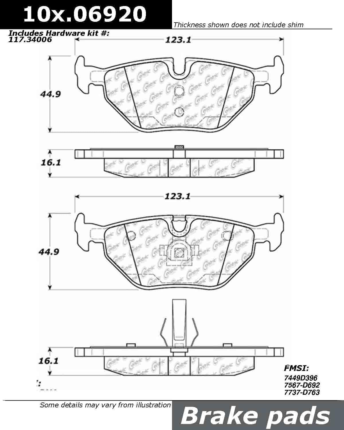 Centric Parts 109.06920 109 Series Axxis Deluxe Plus Brake