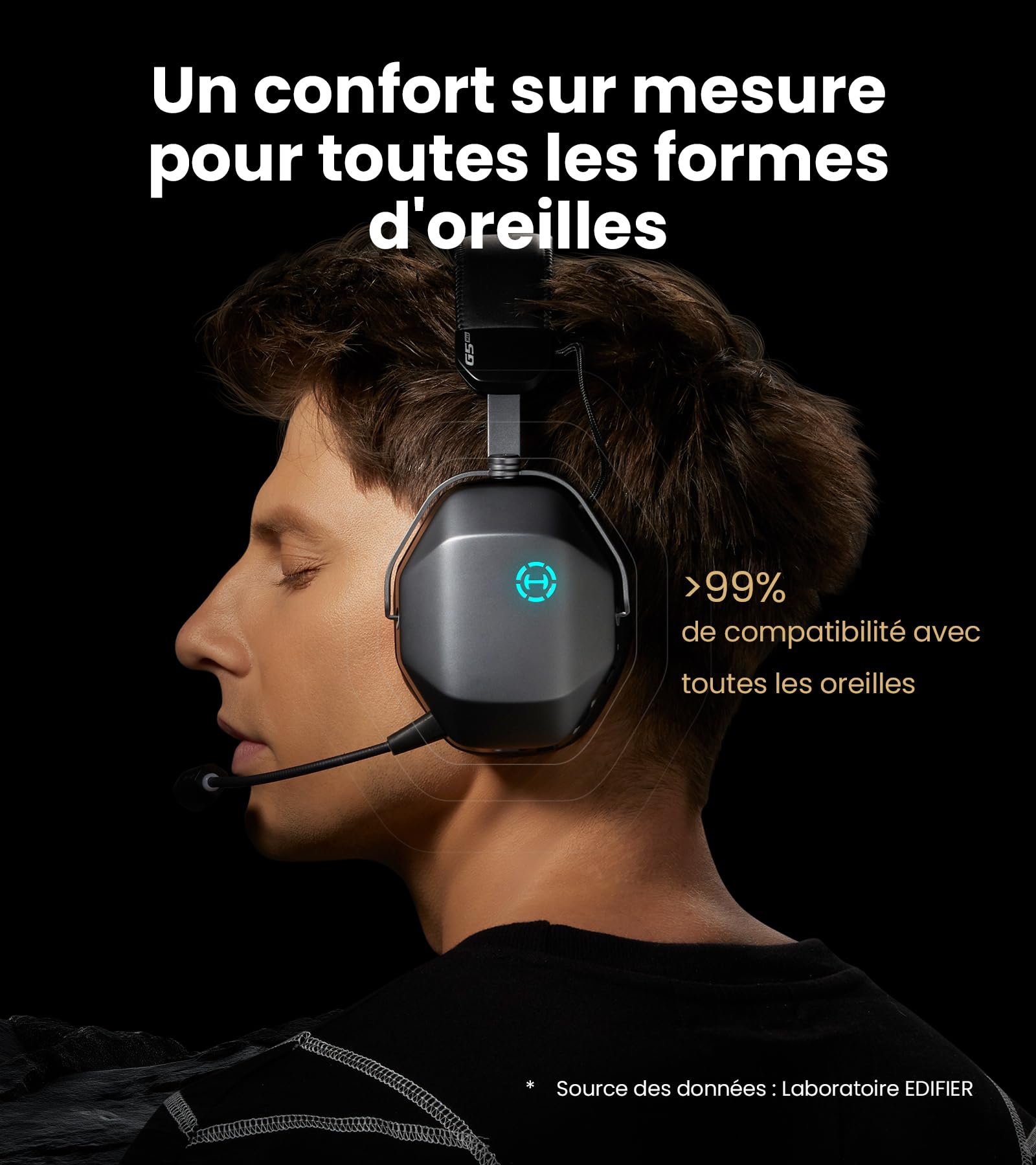 Edifier G5 Max Casque Gaming sans Fil THX Spatial Audio, Gris Sidéral | Driver Pen 53mm – Autonomie 305h, Audio HD sans Fil/Filaire, 2,4GHz/Bluetooth 6.0/Filaire, Micro détachable，4 Modes