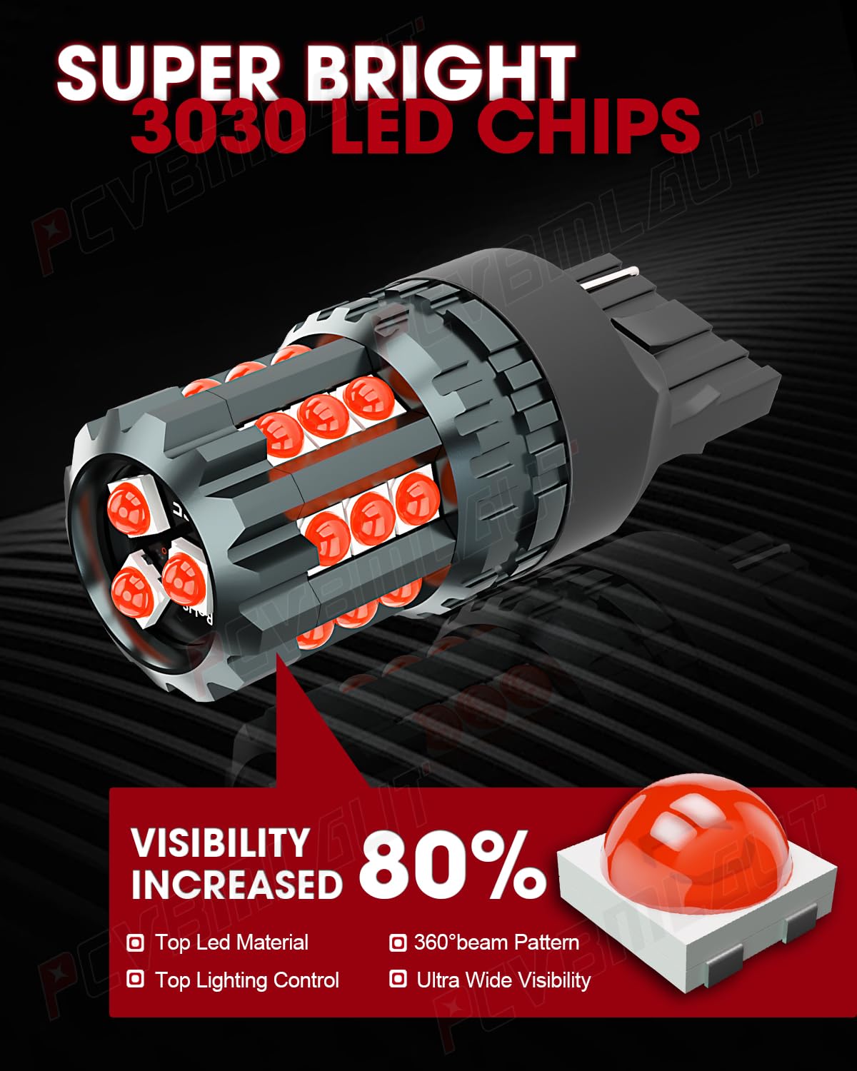 PCVBMLAUT Compatible with Honda Civic Coupe/Sedan 2001 2002 2003 2004 2005 2006 2007 2008 2009 2010 2011 2012 2013 2014 2015 Led Brake Tail Light Bulbs, Red Light Led Halogen Replacement Bulb, 2 Bulbs