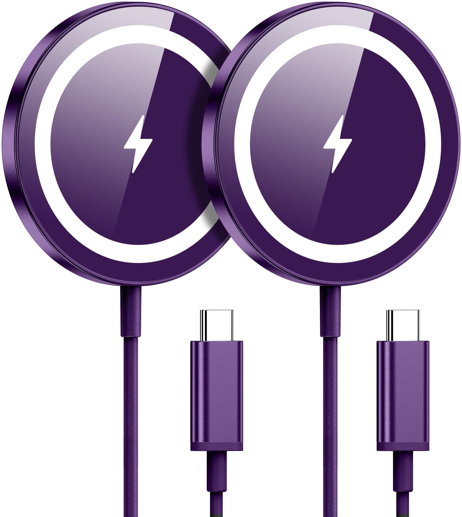 WRVVR Caricabatterie wireless magnetico per iPhone 16 15 14 13 12 Pro Max Plus Mini 15W pad di ricarica rapida per Airpods 4/3/2/Pro, forte magnete, viola