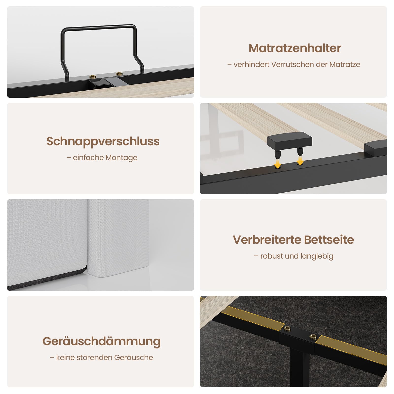 DICTAC Bett 140x200 mit Lattenrost & LED Beleuchtung – Stauraumbett mit Bettkasten, Polsterkopfteil & USB Ladestation – Weißes Polsterbett 140x200, Doppelbett für Jugendliche & Erwachsene