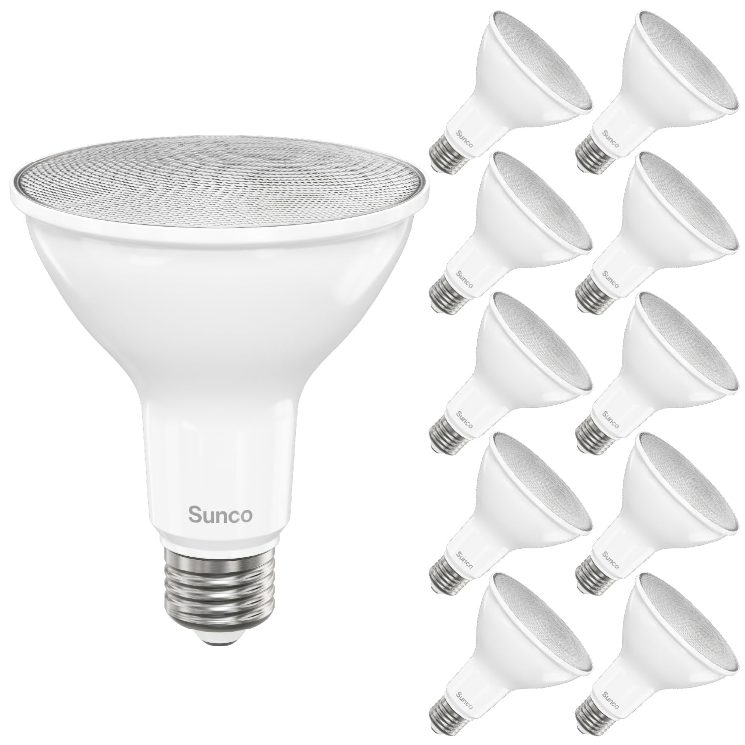 850LM, 2700K Soft White, 11W, Medium Base, Outdoor Security Flood Bulbs and Indoor Recessed Can Lighting, IP65 Waterproof Sunco 10 Pack PAR30 LED Bulb Flood Light, E26, 11W=75W Dimmable, Long Neck