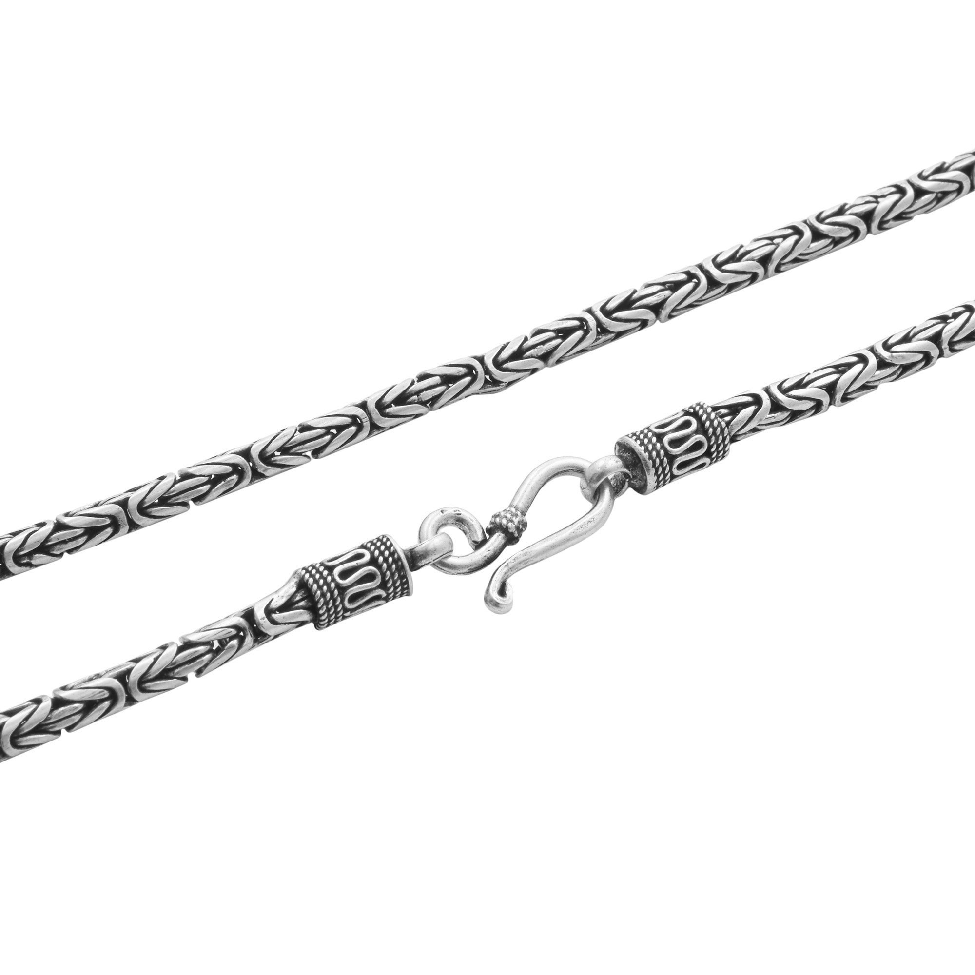 Silverly Balijski łańcuszek ze srebra wysokiej próby 52 cm - 4,3 mm gruby łańcuszek w stylu balijskim - masywne naszyjniki ze srebra próby 925 - pogrubione ciężkie łańcuszki do układania warstw