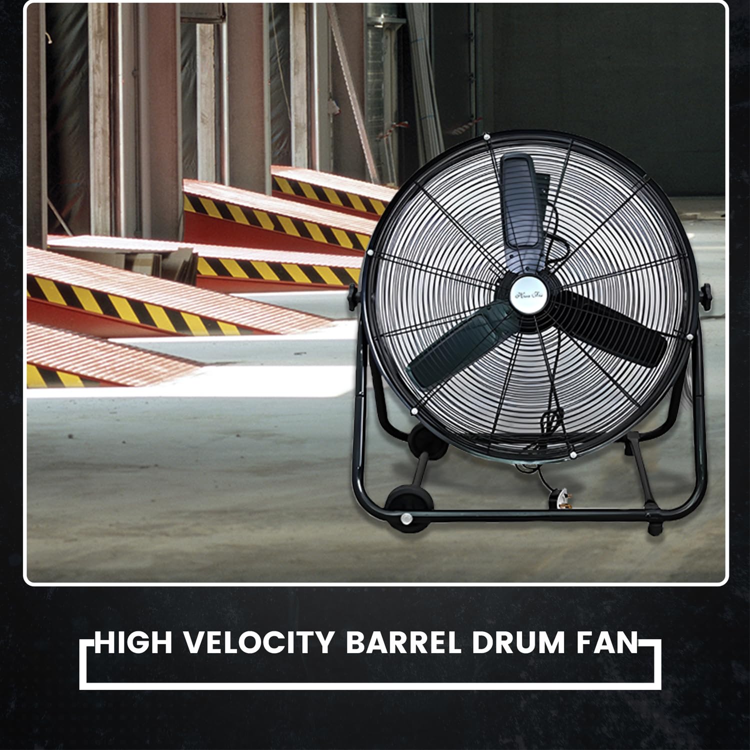 POTENTE barrel drum Ventilador Industrial Comercial Rotatorio oficina Metal 24" 30" 36" - Negro, 91cm