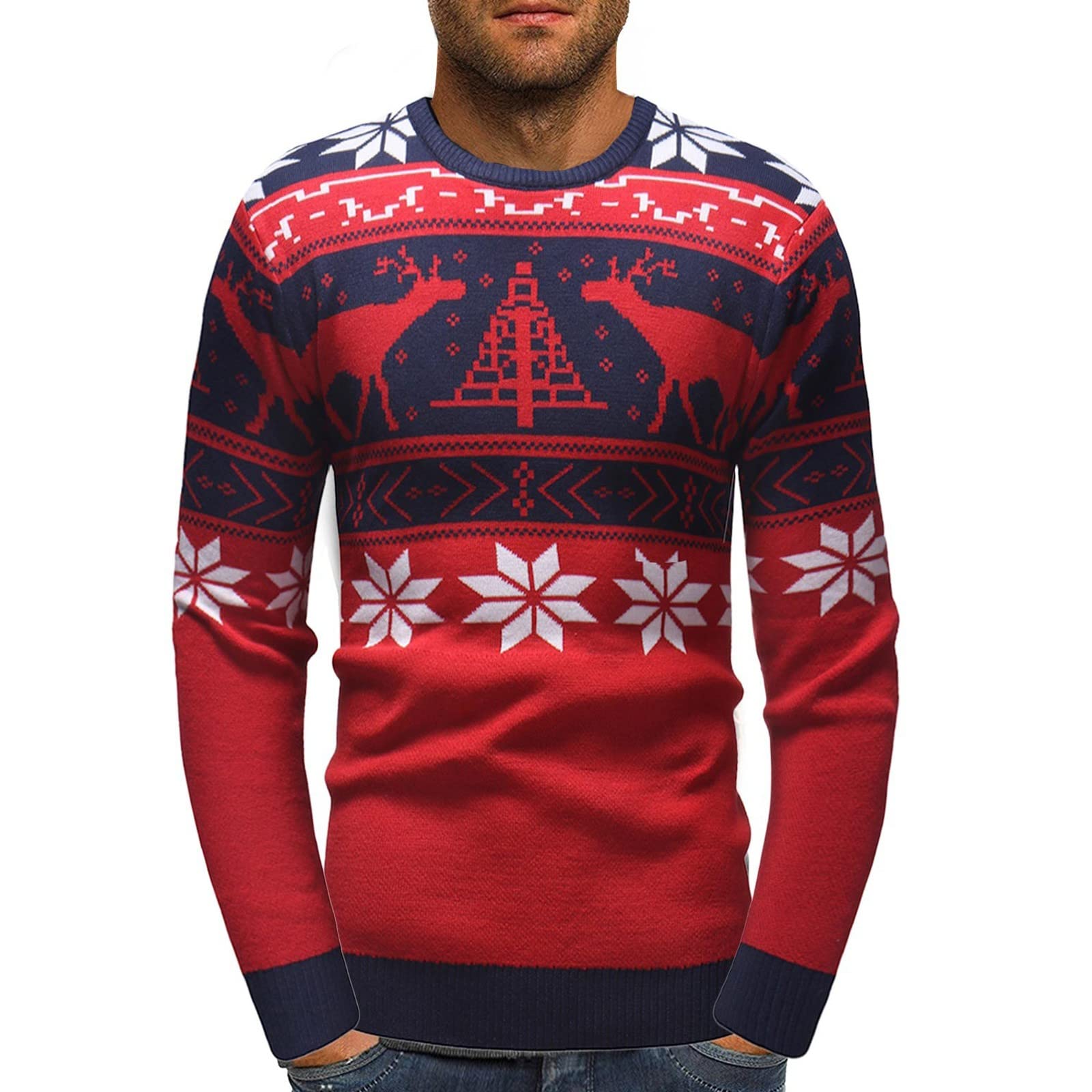 Maglione Uomo Natale, Maglia Natalizia Uomo Maglioni Brutti Di Natale Cotone Maglione Uomo Invernale Natalizio Girocollo Maglione Lungo Inverno Maglioni Di Natale Famiglia Per Feste Di Vacanza
