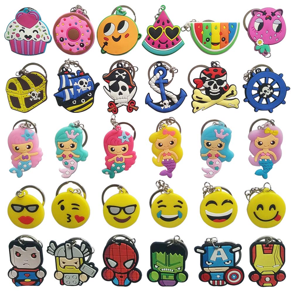 30pcs Key chain Key Tags Goodie Bag Stuffer Christmas Gift Hero Holiday Charms for children
