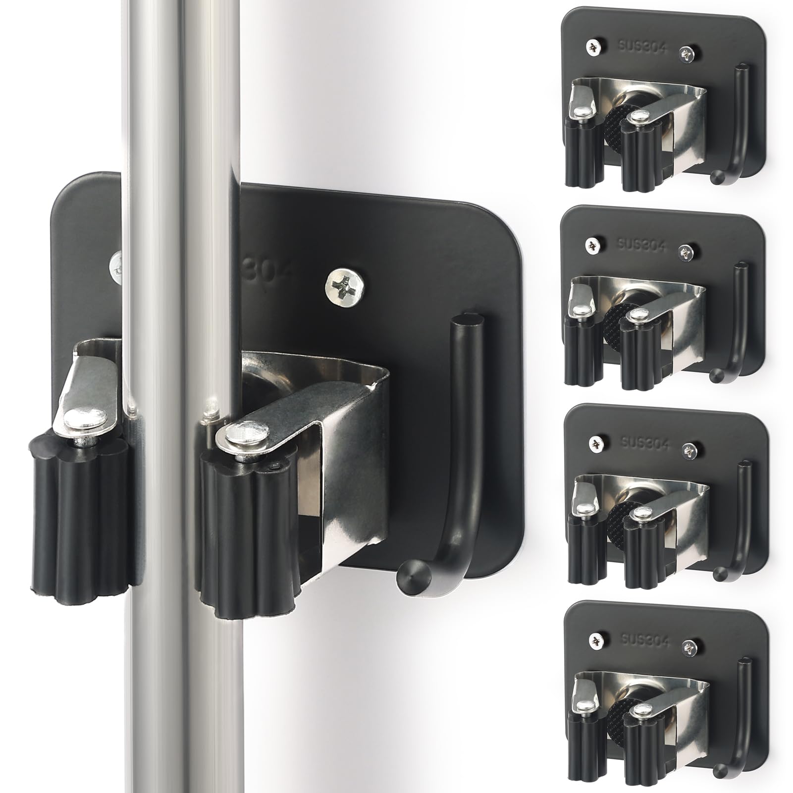 Stainless Steel Broom Holder - Wall Mount -10