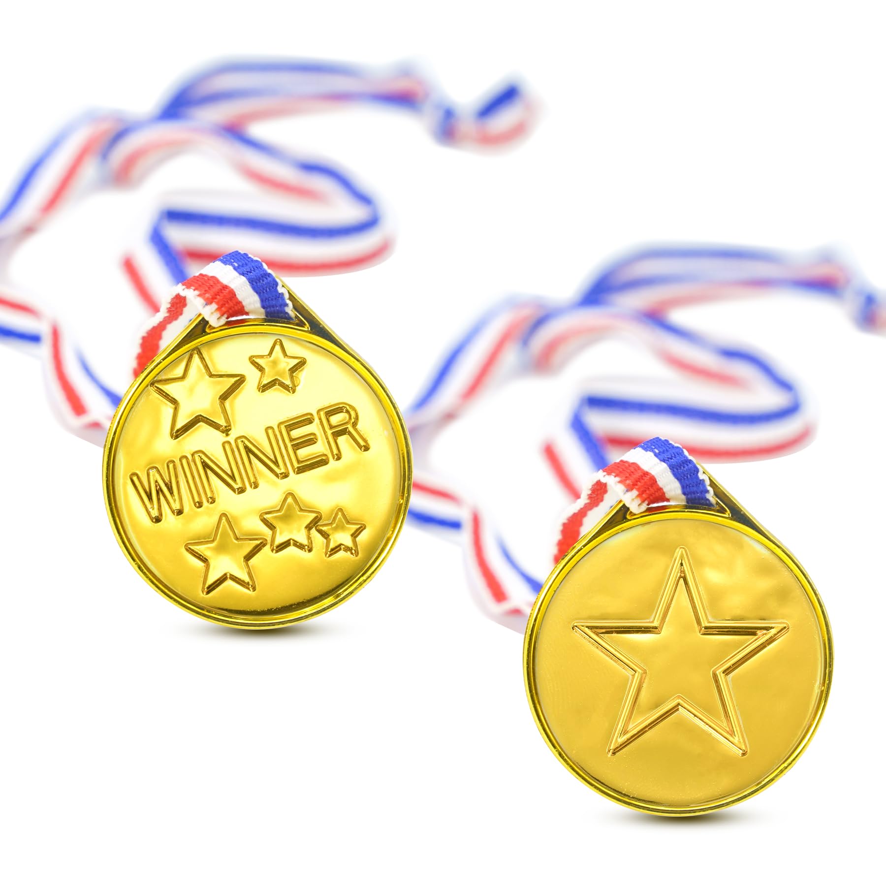 Brelet Medaille pour Enfant, 30 Pcs Médailles d'or Gagnant Médailles en Plastique avec Collier pour Compétition Récompenses Thème Sport Day ou Jeux Olympiques Enfant Événement de l'école