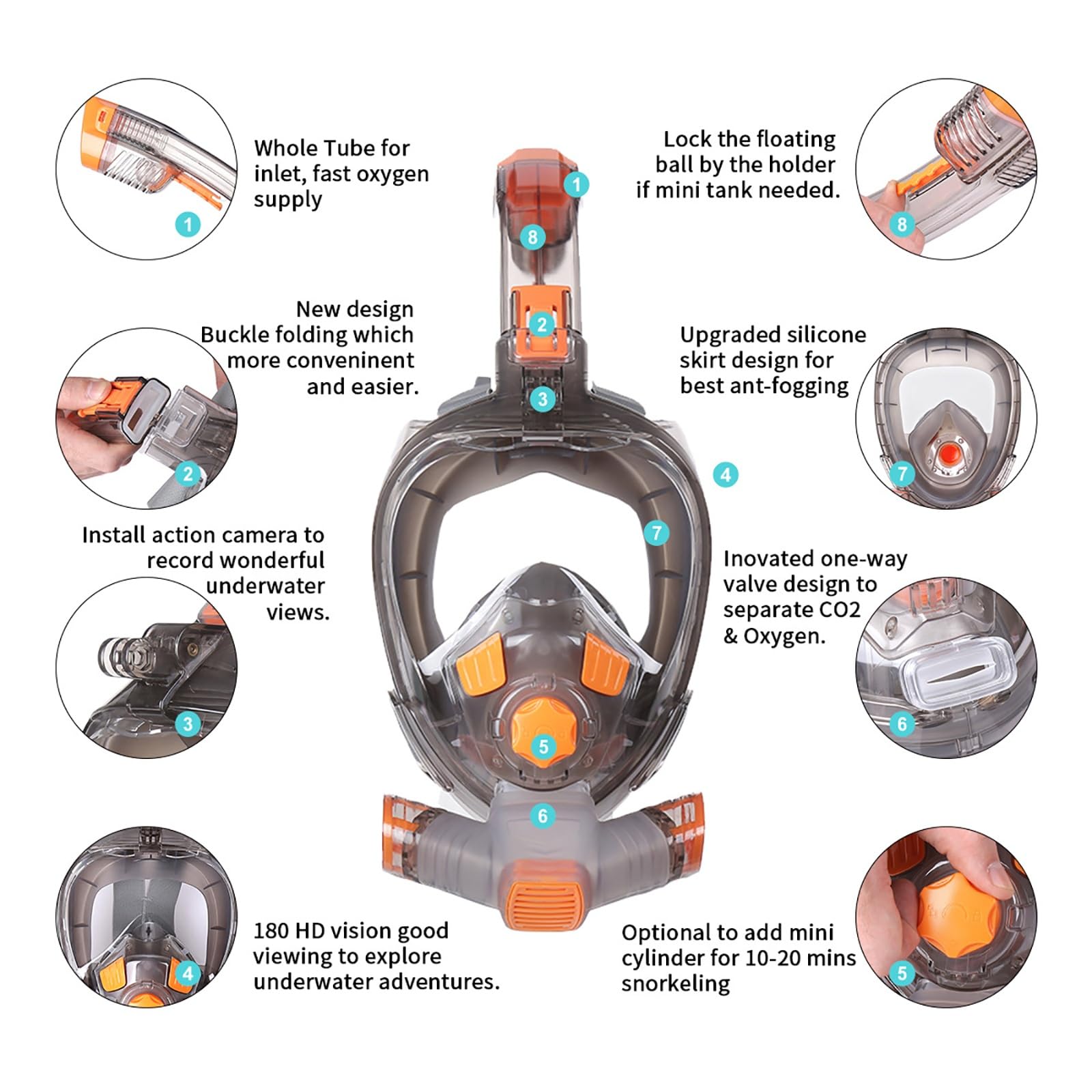 Máscaras de Buceo Máscara de natación, Snorkel seco Completo, Equipo Buceo para Uso Diario