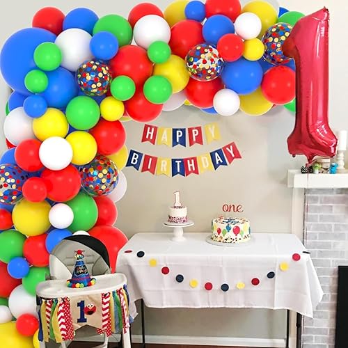 Miniatura 3 de Kit de arco de guirnalda de globos rojos, azules, verdes y blancos, 137 globos rojos, verdes y azules, amarillos, blancos, para carnaval, circo