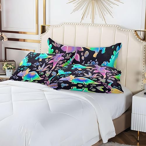 Miniatura 6 de Fundas de almohada esponjosas de dinosaurios coloridos, fundas de almohada tamaño Queen, funda de almohada de poliéster cálida y mullida, 4 tamaños
