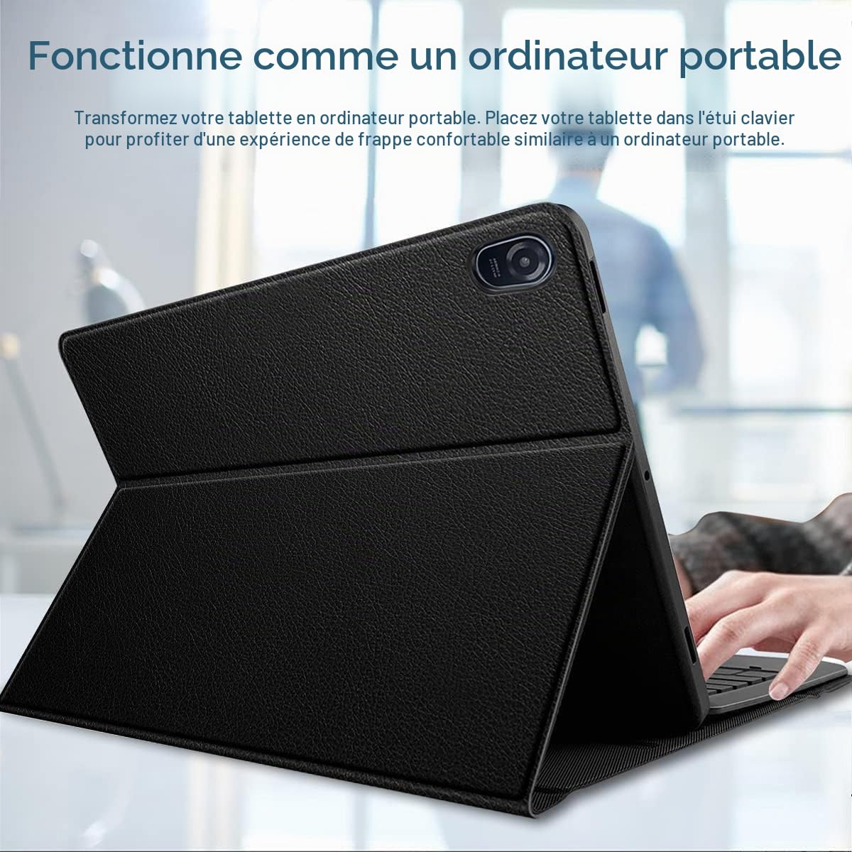 Rétroéclairé Clavier Coque pour Honor Pad 8 Tablette 12 Pouces, Smart Touchpad, AZERTY Français Amovible Bluetooth sans Fil Clavier avec Housse Étui Premium en Cuir PU (Honor Pad 8)