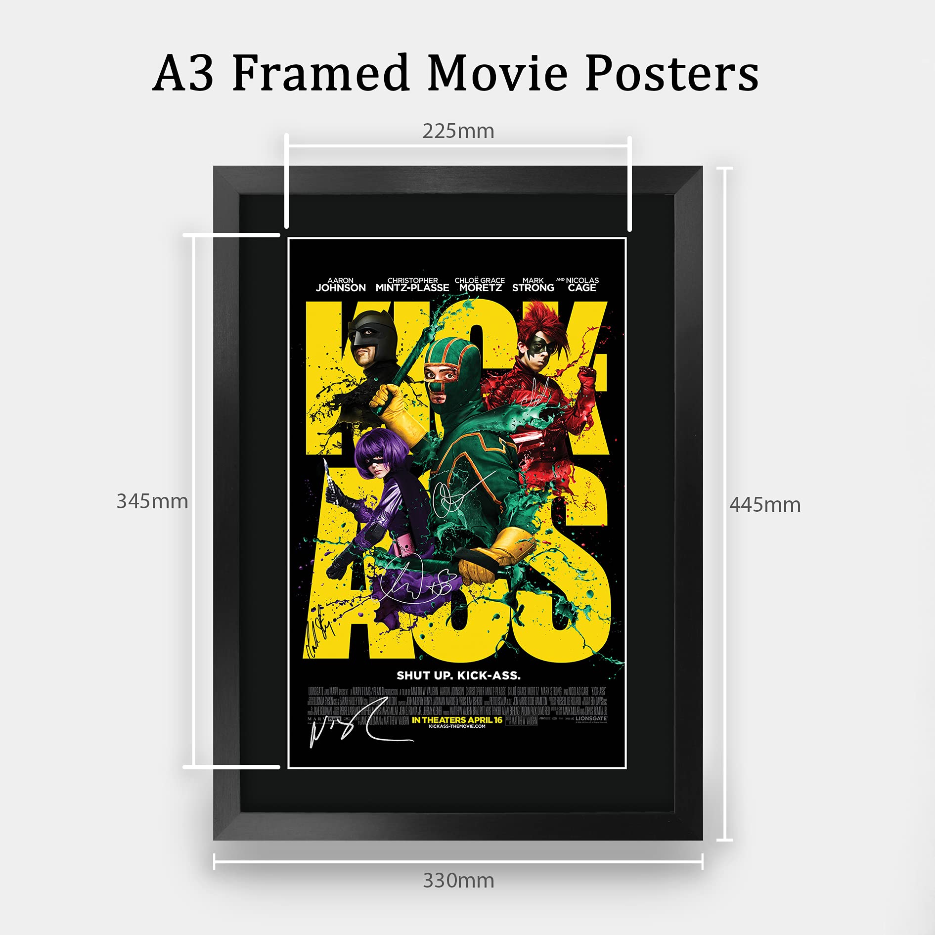 HWC Trading A3 FR Kick-Ass Aaron Taylor-Johnson and Cast Gifts Printed Poster Signed Autograph Picture for Movie Memorabilia Fans - Image 2