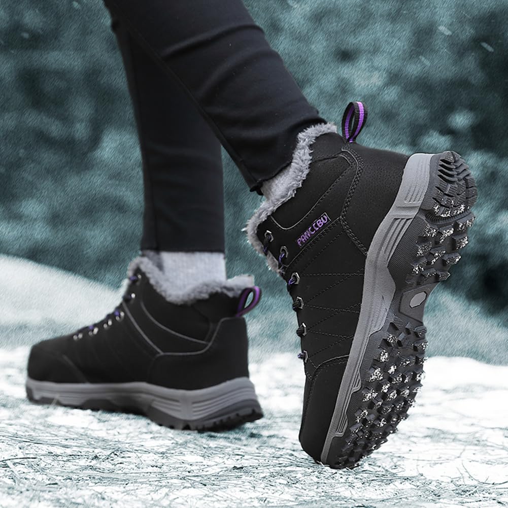 UIKGITP Bottes Impermeables Sports d'hiver pour Femme Bottes de neige avec style de randonnée pour Femme Bottes