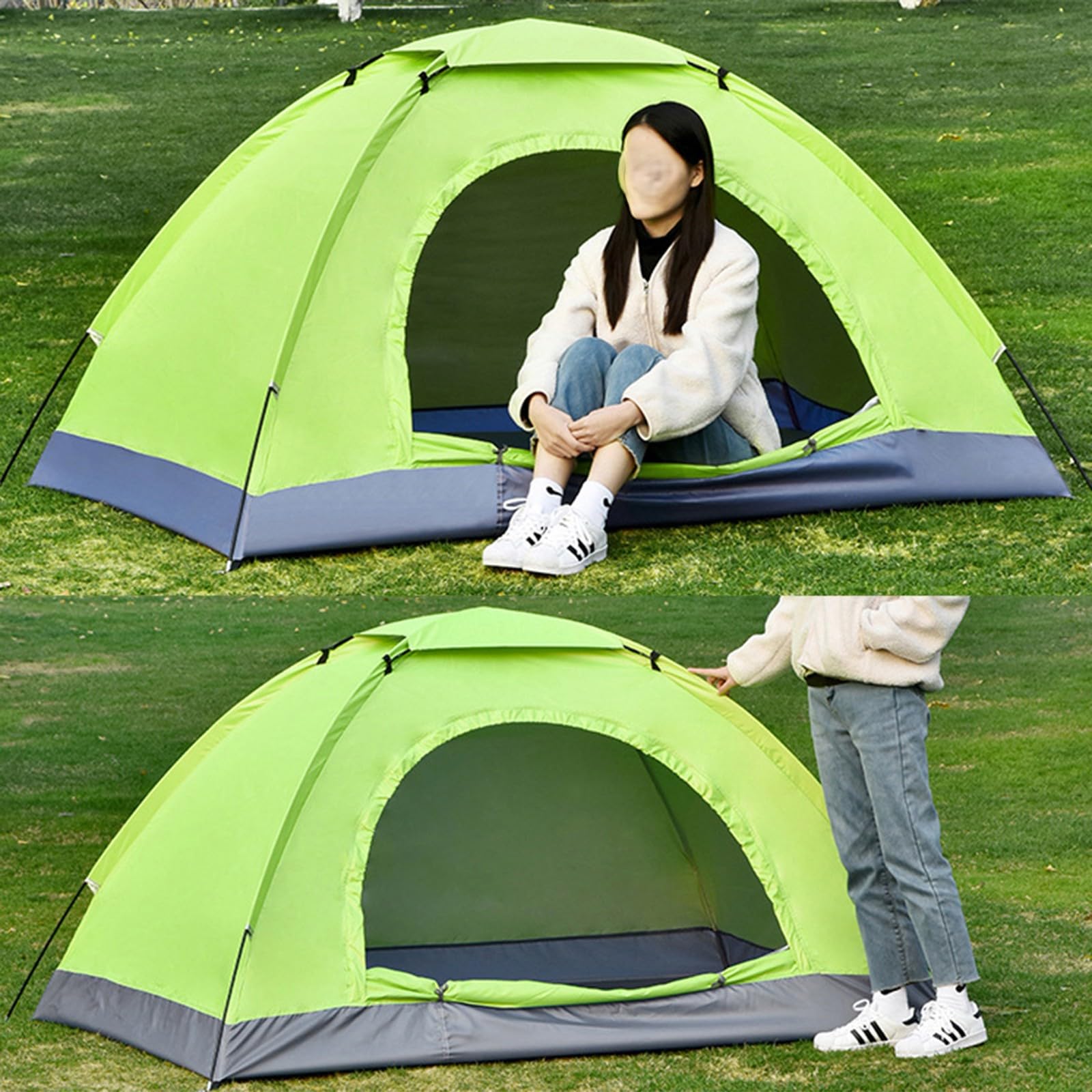Tente de camping, tente dôme ultralégère avec abris et sac de transport étanche à double porte pour randonnée, et sorties