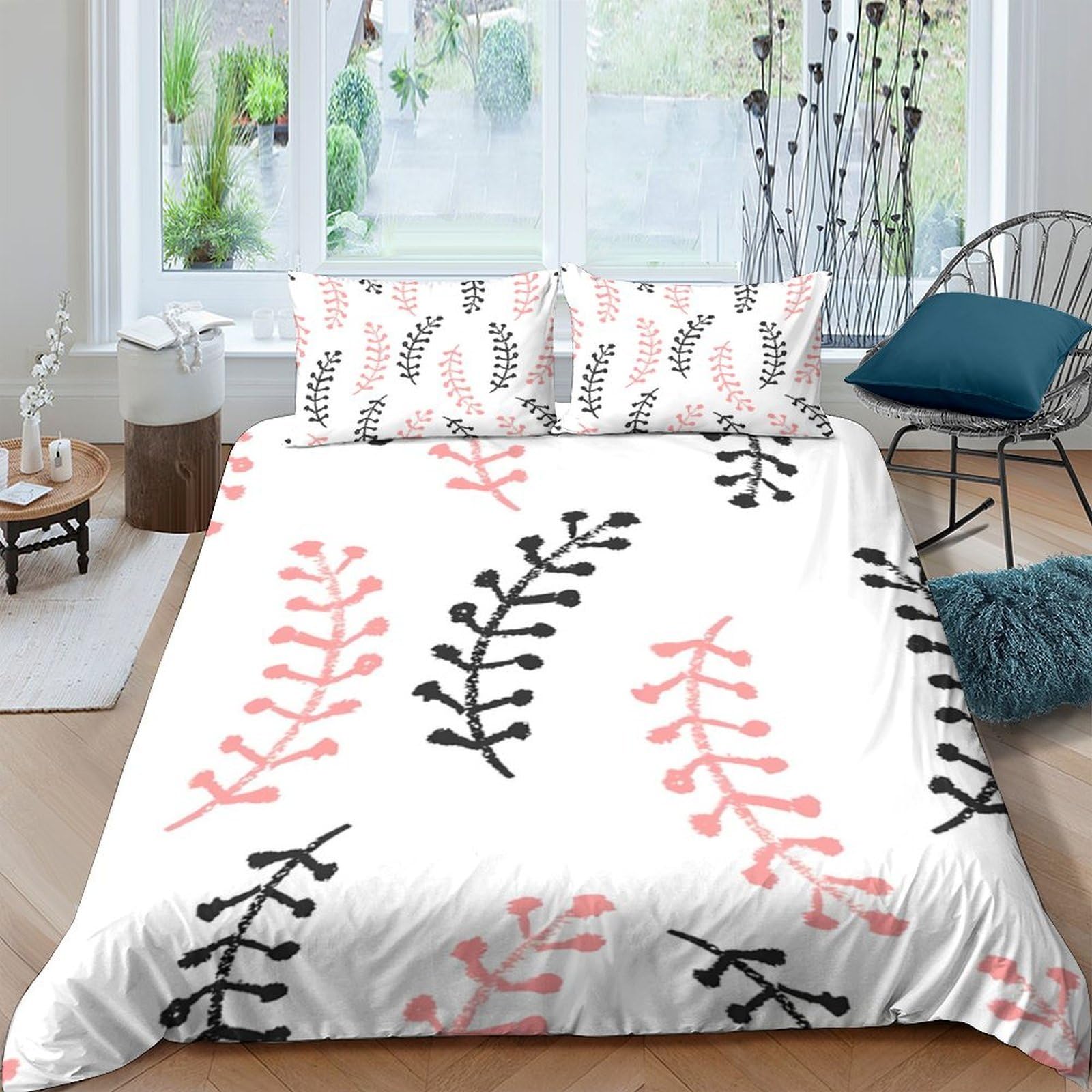 Ctjqhvkz Style-5 3D Printed Botanical Leaf Fitted Sheet Microfiber Soft Pink Black Branch Bed Cover For Bedroom Guest Room Home Decor Single（135X200cm）