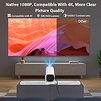Vista 3 de Mini Projector for iPhone, 1080P Small Projector (Built-in Bluetooth 5.3 And Speaker), Supports 4K, 210° Rotatable, Home Video Projector, Compatible