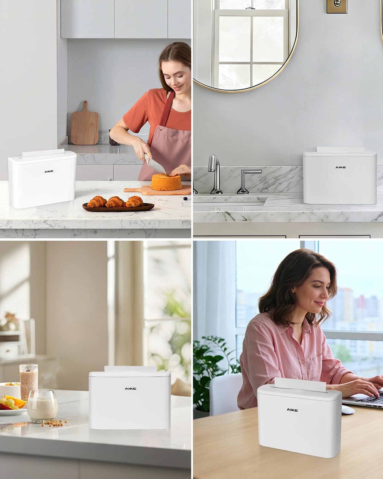 AIKE Dispensador de toallas de papel, capacidad de 200 hojas, se adapta a toallas de papel multipliegue, para el hogar y el comercio, color blanco (tamaño plegado de 9.8 x 3.8 pulgadas o más pequeño)