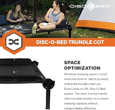 Disc-O-Bed Trundle Cot for XL or 2XL Bunk Systems, Zippered Bag, Black